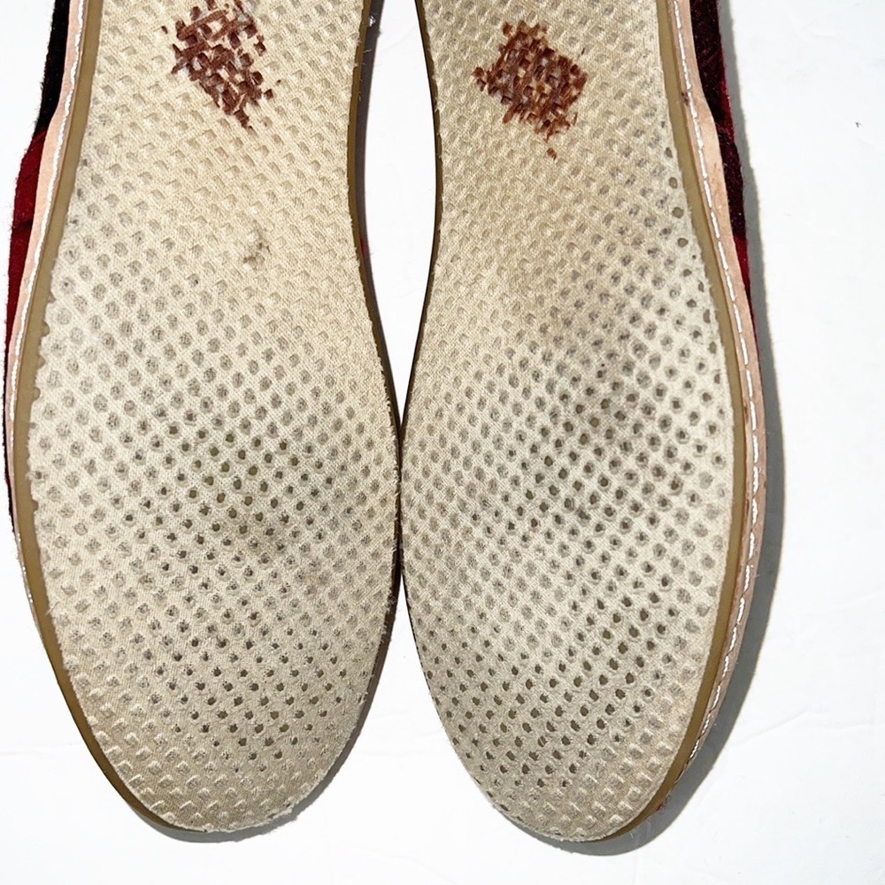 Toms Alpargata Classic Buffalo Check Plaid Red And Black Felt Slip On Flats - Picture 10 of 10